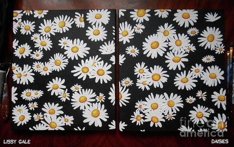 Delightful daisies A4 Original Acrylic Painting