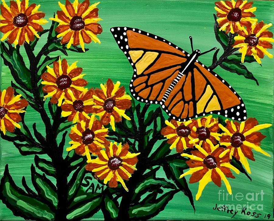  Wild Flowers And The  Butterfly Painting Painting by Jeffrey Koss