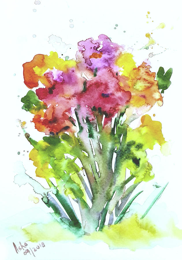 Wild flowers Painting by Asha Sudhaker Shenoy