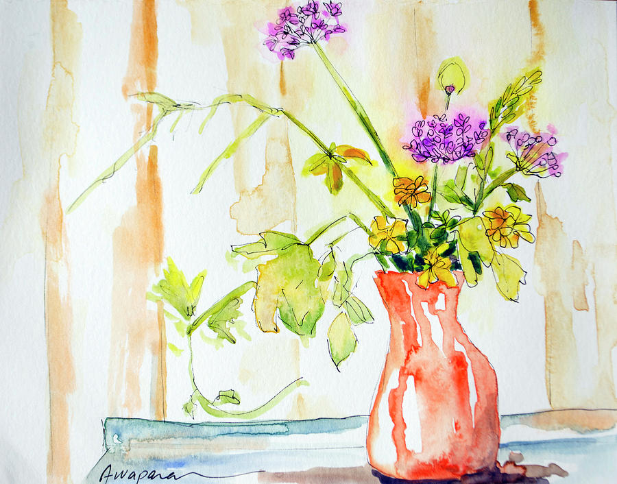 Wild Flowers in an Orange Vase by Patricia Awapara Wild Flowers in an Orange Vase by Patricia Awapara