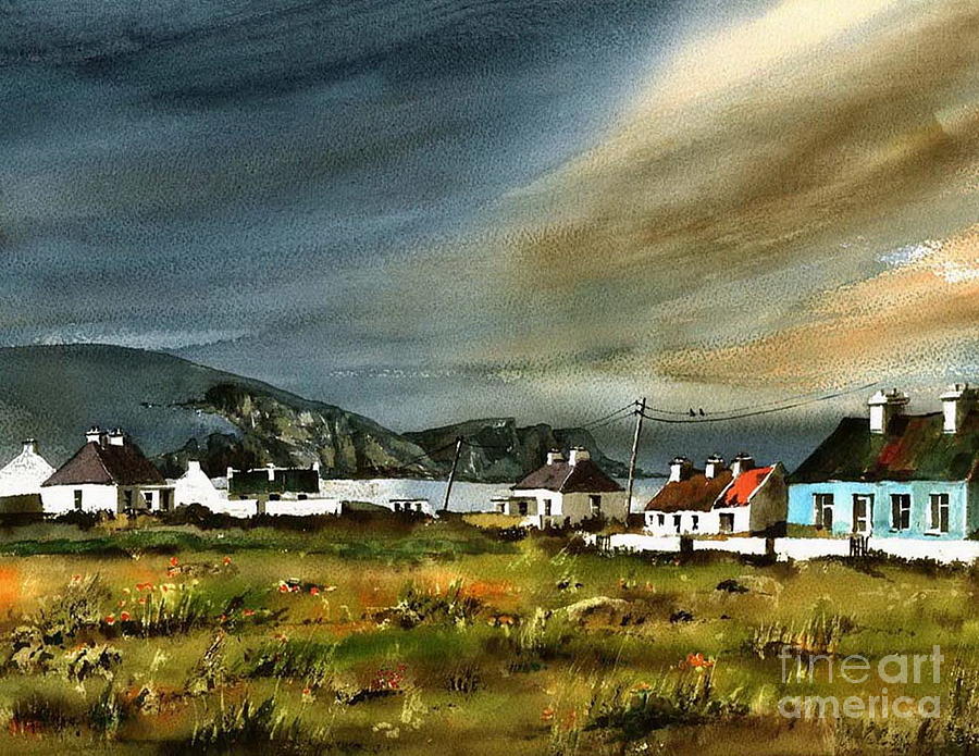 Wild Flowers Keel, Achill, Mayo Painting by Val Byrne