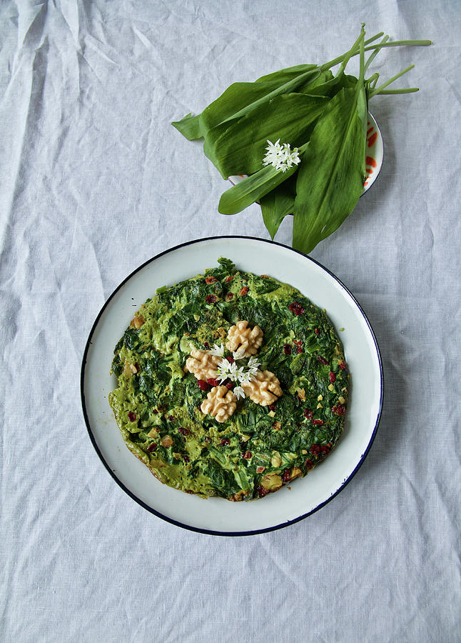 Wild Garlic Omelette With Walnuts Photograph by Labsalliebe