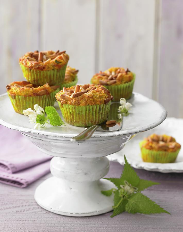 Wild Herb Muffins With Cheddar Cheese And Pine Nuts Photograph by Jan-peter Westermann