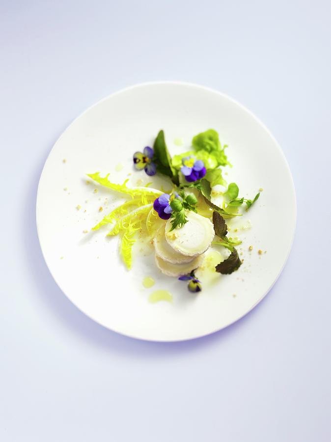 Wild Herb Salad With Goats Cheese And Violet Vinegar Photograph by Sonntag, Linda