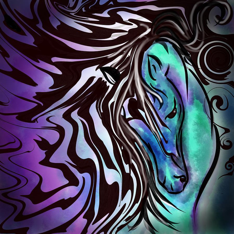 Wild horse in the storm Mixed Media by Patricia Piotrak