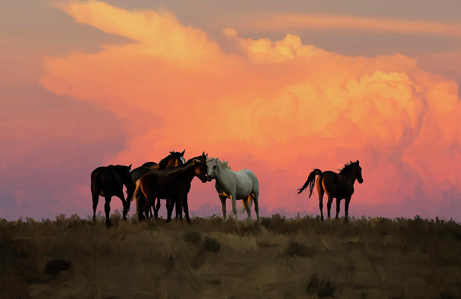 Wild Horse Sunset in Ute Country Mixed Media by Jonathan Thompson