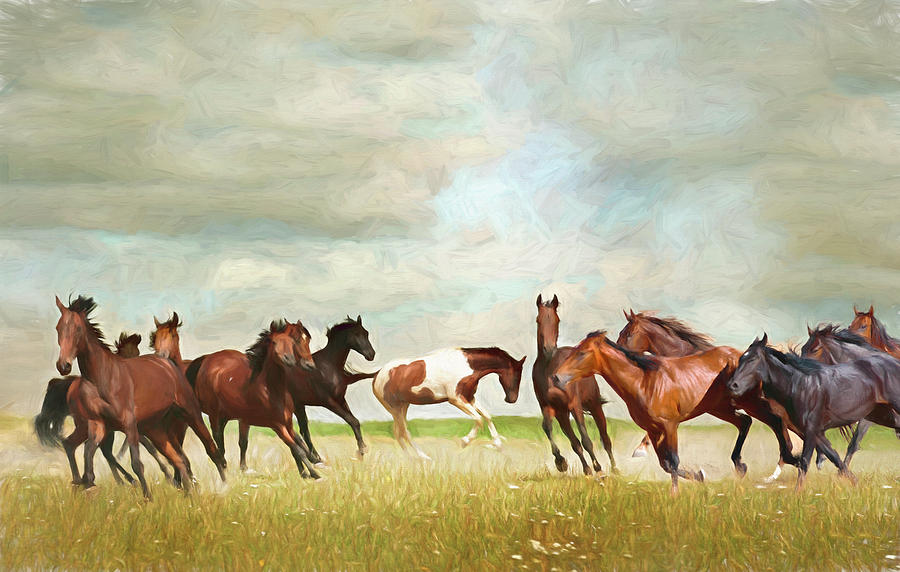 Wild Horses Painting Photograph by Debra and Dave Vanderlaan