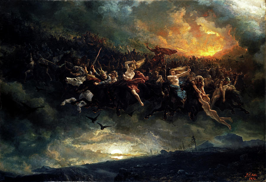 Wild Hunt of Odin by Nicolai Arbo Painting by Rolando Burbon