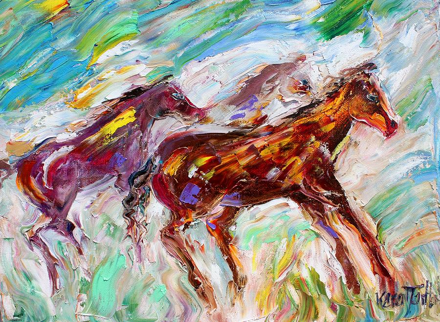 Wild Mustang Horses Painting by Karen Tarlton - Fine Art America