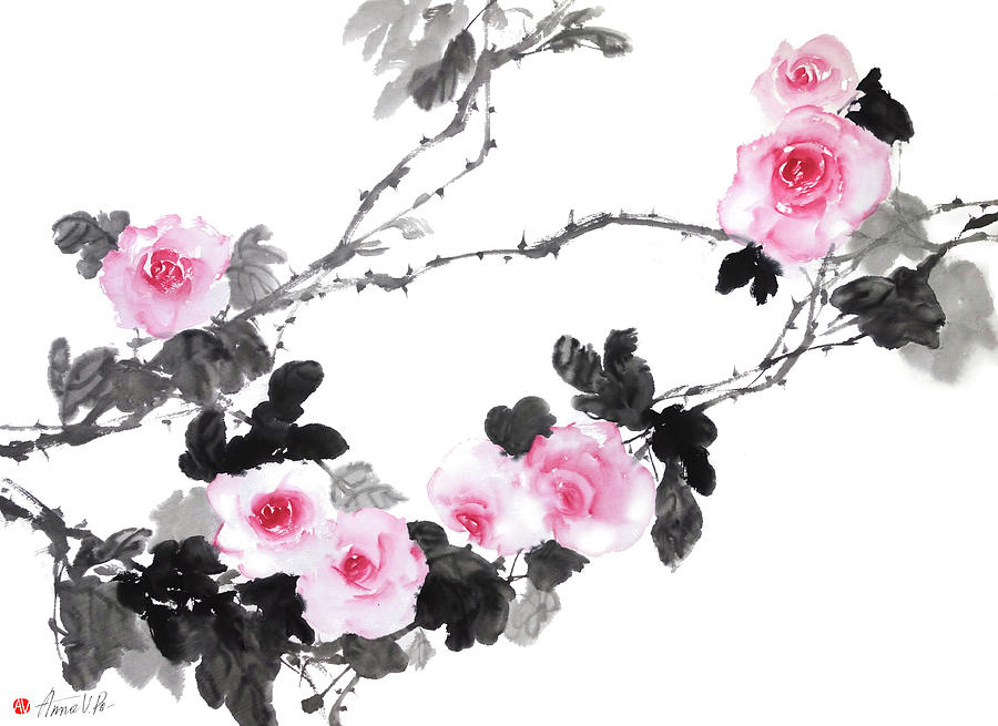 Wild Roses Painting by Anna Vladi