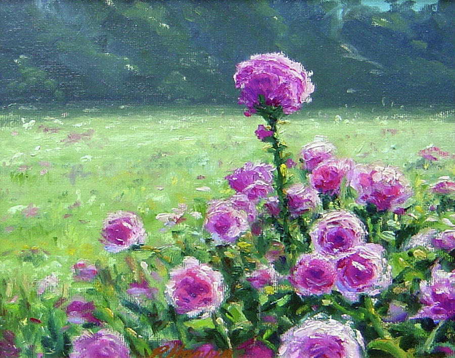 Wild Roses Painting by Rick Hansen