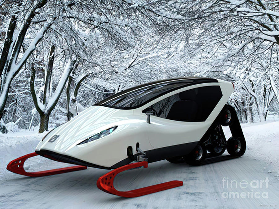 Wild Snowmobile In Snowy Setting Photograph by Retrographs