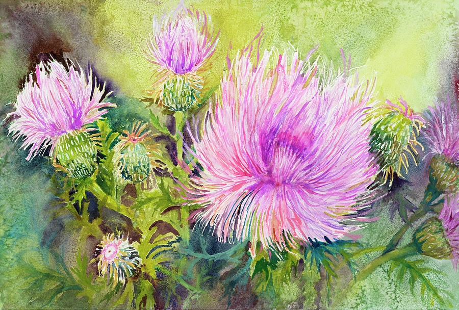 Garden Painting - Wild Thistles by Joanne Porter