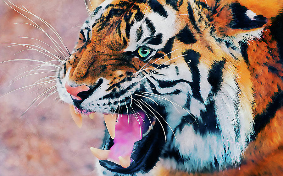 Wild Tiger - 02 Painting by AM FineArtPrints