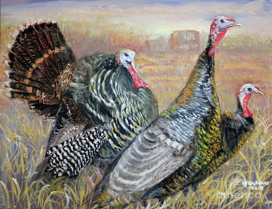 Wild Turkey Trio Painting by Lyric Lucas