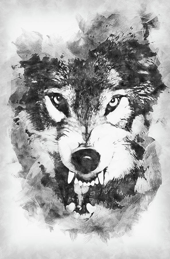 Wild Wolf - 08 Painting by AM FineArtPrints