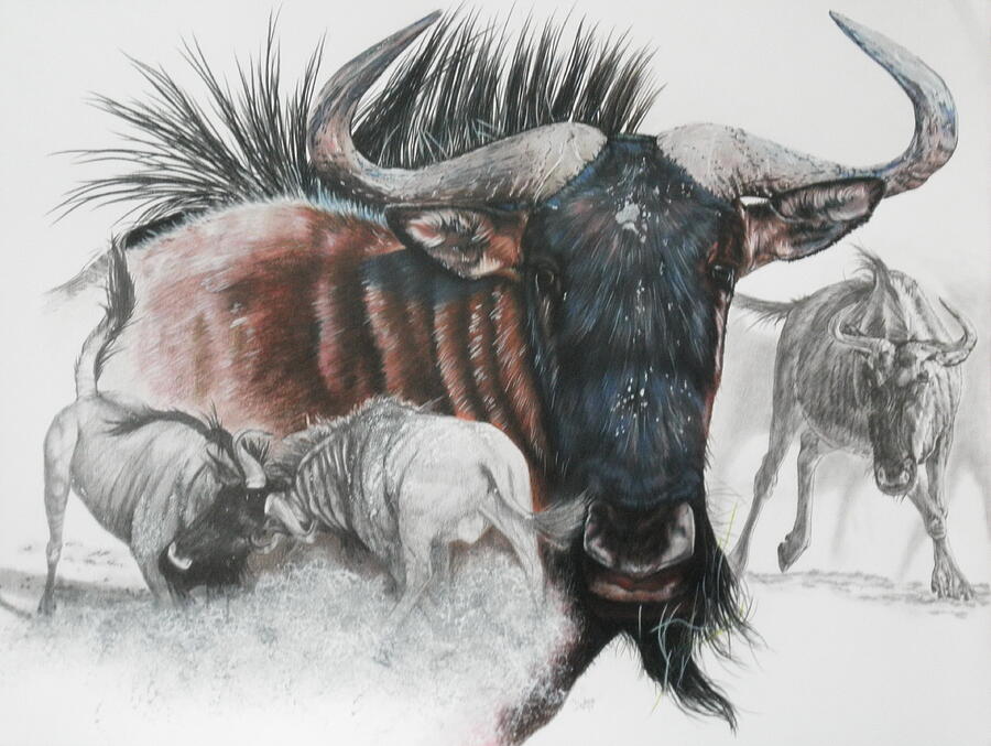 Wildebeest. is a mixed media by Barbara Keith which was uploaded on Septemb...