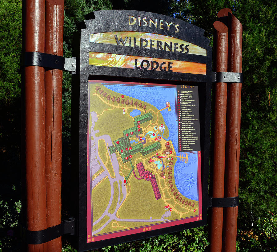 Wilderness Lodge map sign Photograph by David Lee Thompson