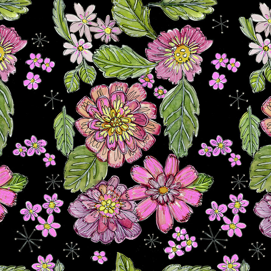 Wildflowers Pattern Painting by Blenda Studio