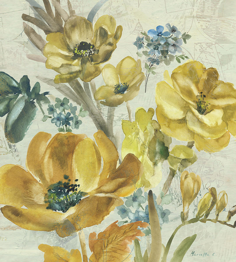 Wild Flowers Mixed Media - Wildflowers Bouquet 2 by Marietta Cohen Art And Design