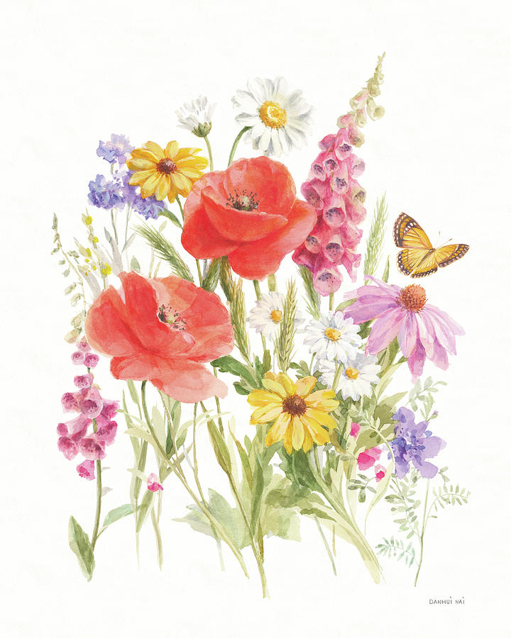 Butterfly Painting - Wildflowers In Bloom IIi by Danhui Nai