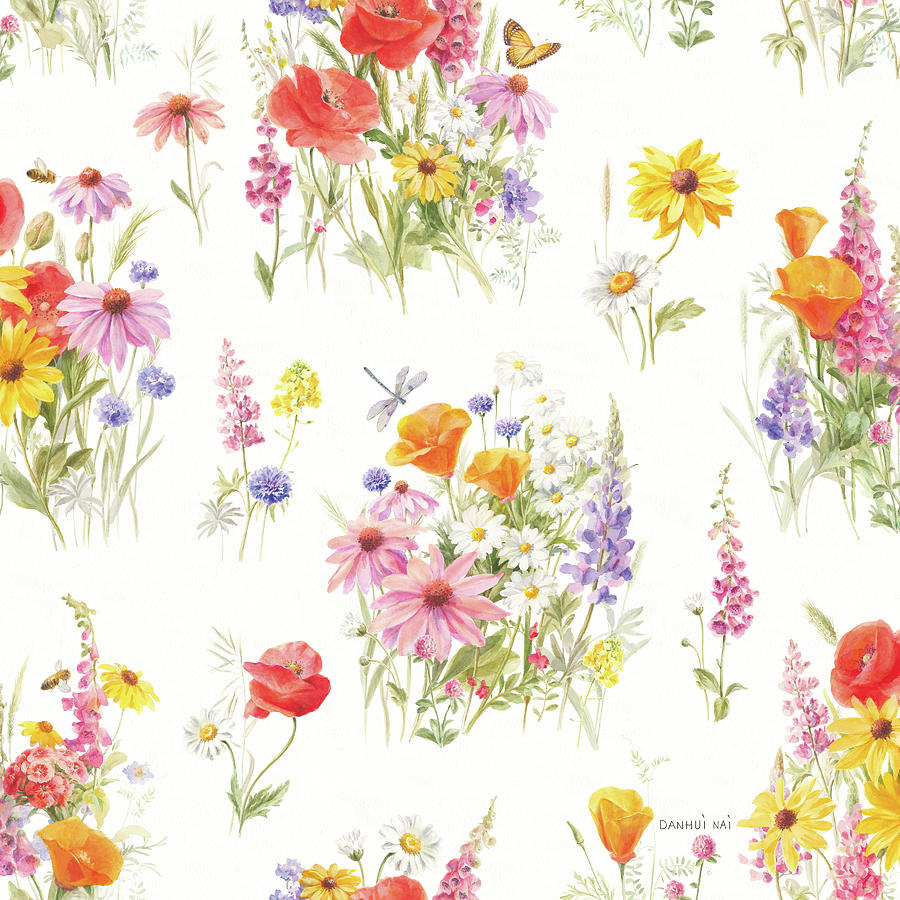 Flower Painting - Wildflowers In Bloom Pattern Ix by Danhui Nai