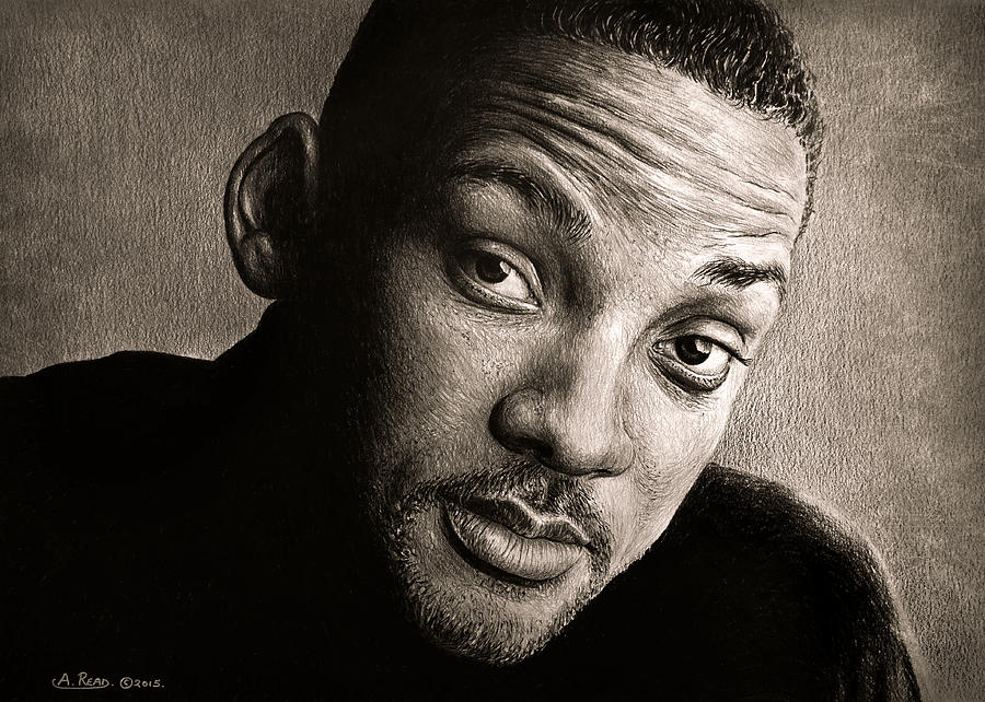 Will Smith sepia Drawing by Andrew Read