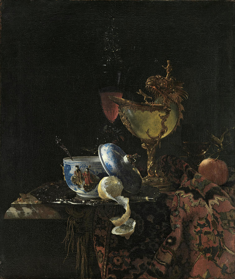 Willem Kalf -Rotterdam, 1619-Amsterdam, 1693-. Still Life with a Chinese Bowl, Nautilus Cup and O... Painting by Willem Kalf -1619-1693-