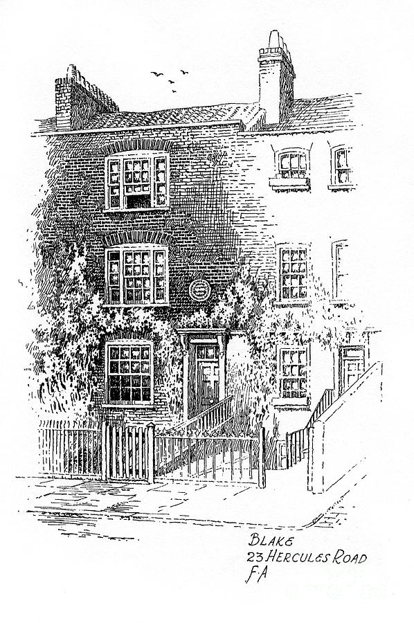 William Blakes House, 23 Hercules Road Drawing by Print Collector