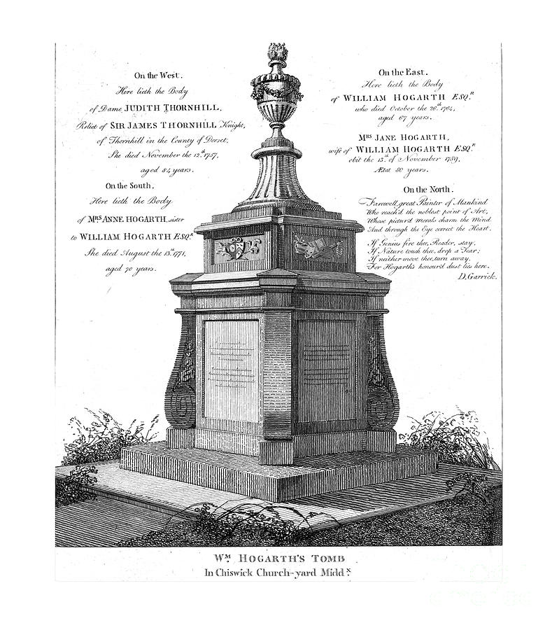 William Hogarths Tomb Drawing by Print Collector