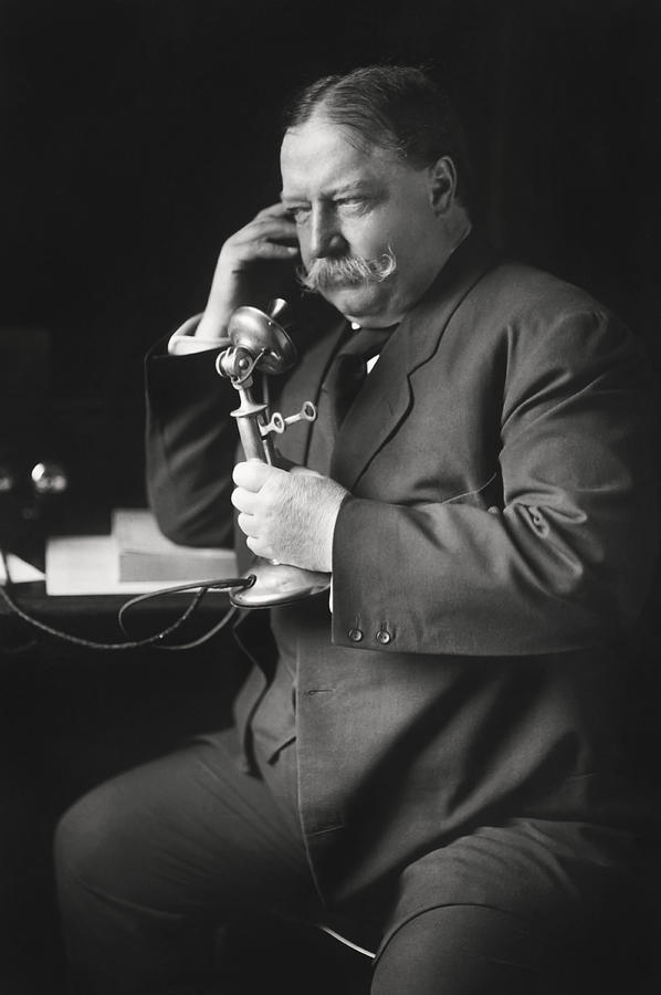 William Howard Taft on Telephone - 1908 Photograph by War Is Hell Store