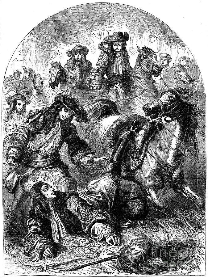 William IIi Thrown From His Horse Drawing by Print Collector