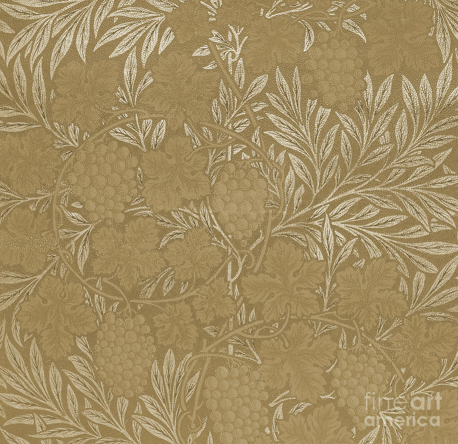 William Morris, Vintage Textile Design Brown Drawing by William Morris