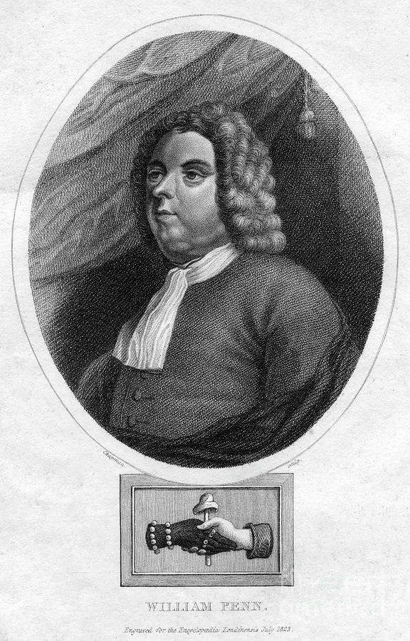William Penn, Founded The Province Drawing by Print Collector