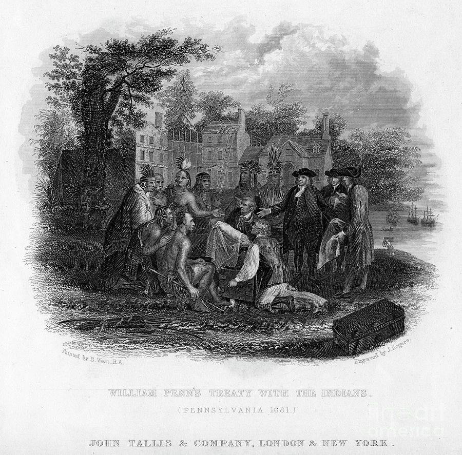 William Penns Treaty With The Indians Drawing by Print Collector
