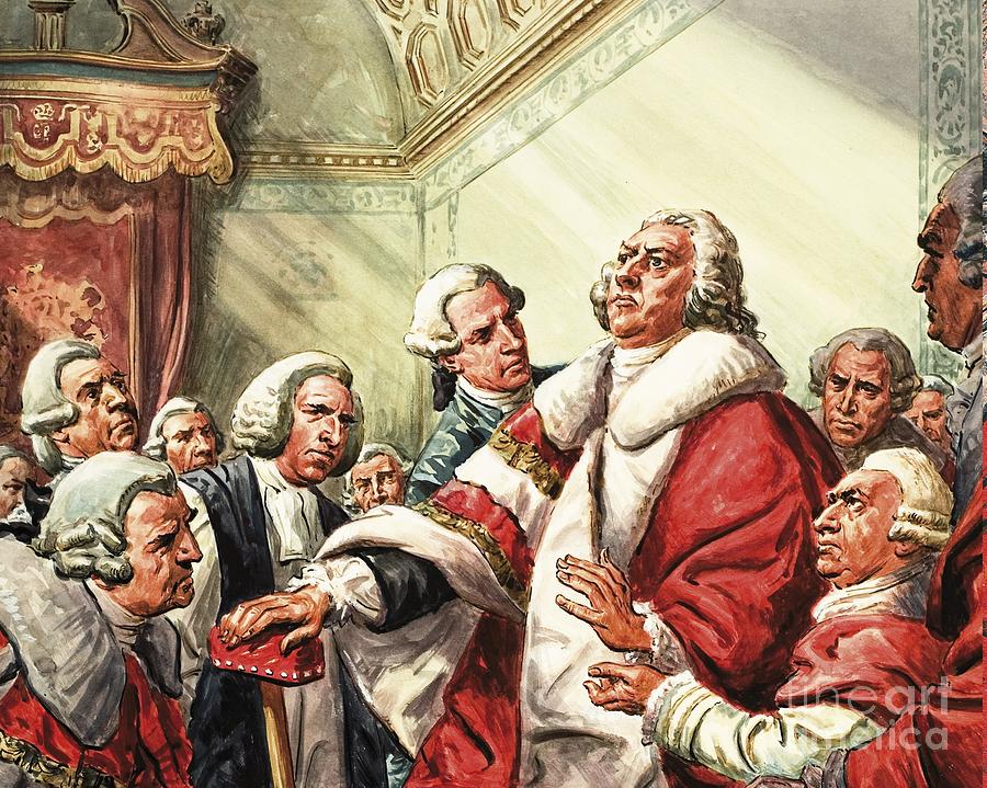 William Pitt Makes His Last Speech In Parliament In 1778 Painting by Cl Doughty