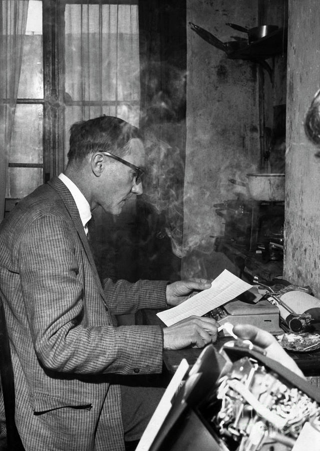 Paris Photograph - William S. Burroughs At Typewriter by Bettmann