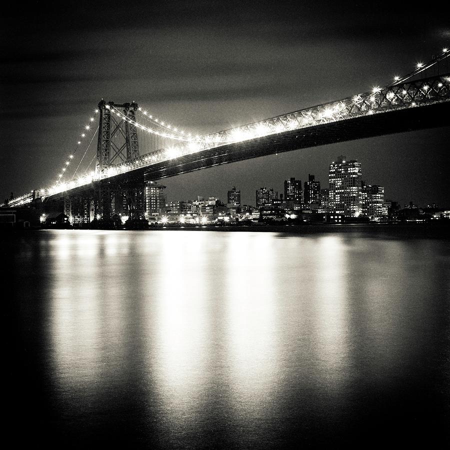 Architecture Photograph - Williamsburg Bridge At Night by Adam Garelick