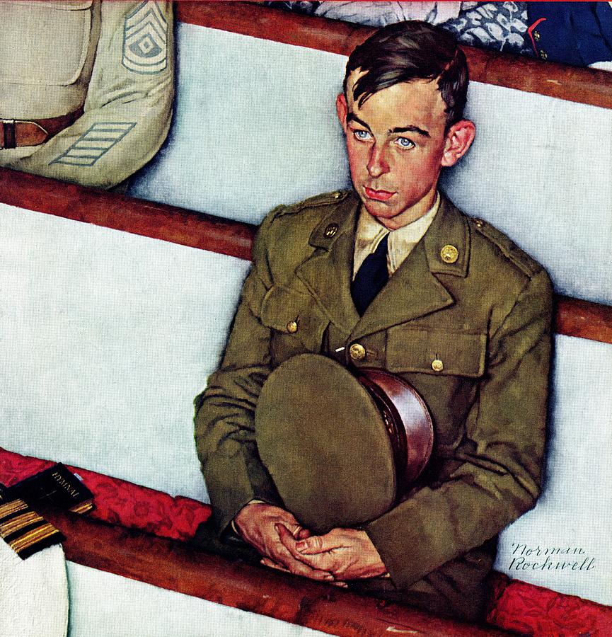 willie Gillis In Church Painting by Norman Rockwell
