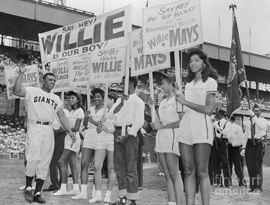 Willie Mays Standing With Crowd Of Fans Photograph by Bettmann