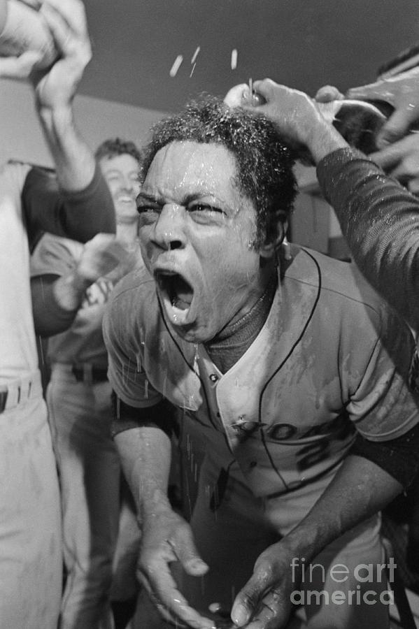 Willie Mays Yelling Under Champagne Photograph by Bettmann