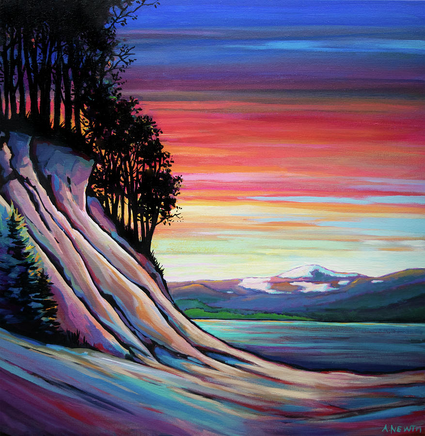 Williston Lake Sunset Painting by Alison Thomas Newth - Fine Art America
