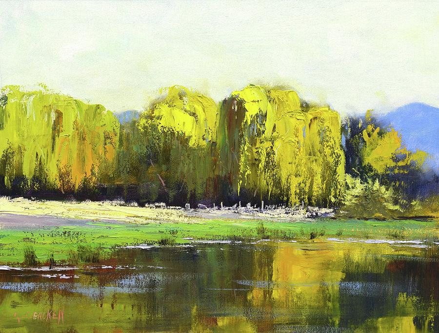 Willow tree reflections Painting by Graham Gercken