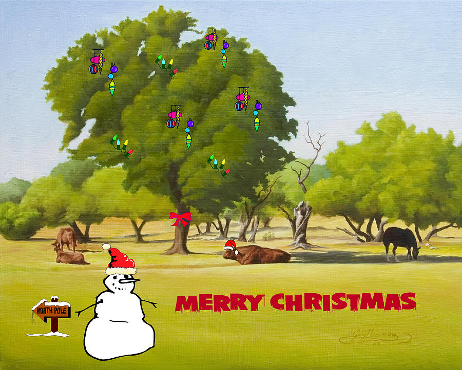 Wimberley Pastoral Christmas Card Painting by Gary Hernandez