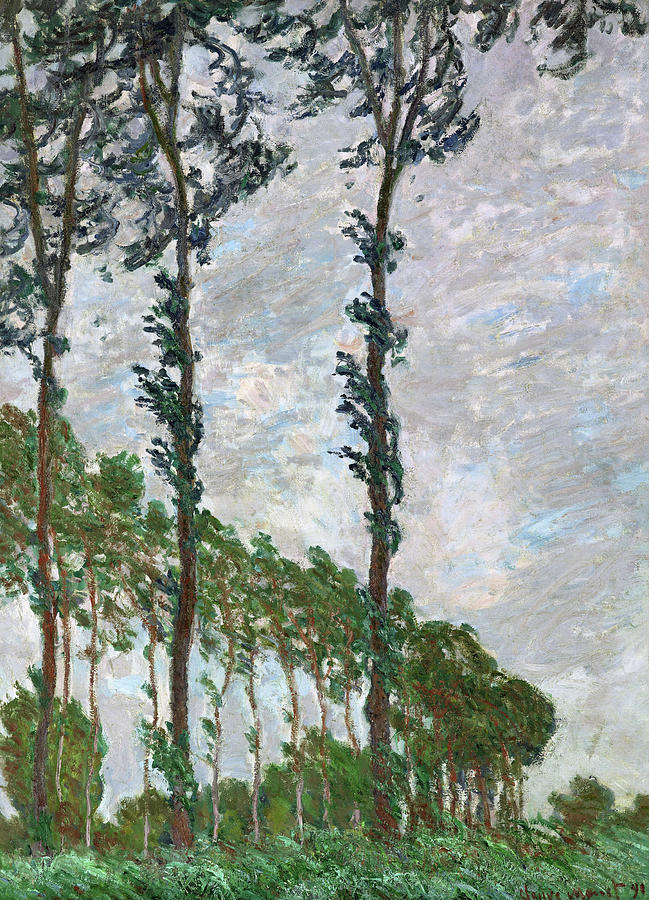 Claude Monet Painting - Wind Effect, Series of The Poplars - Digital Remastered Edition by Claude Monet