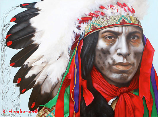 American Indian Painting -  Wind of Courage by K Henderson by K Henderson