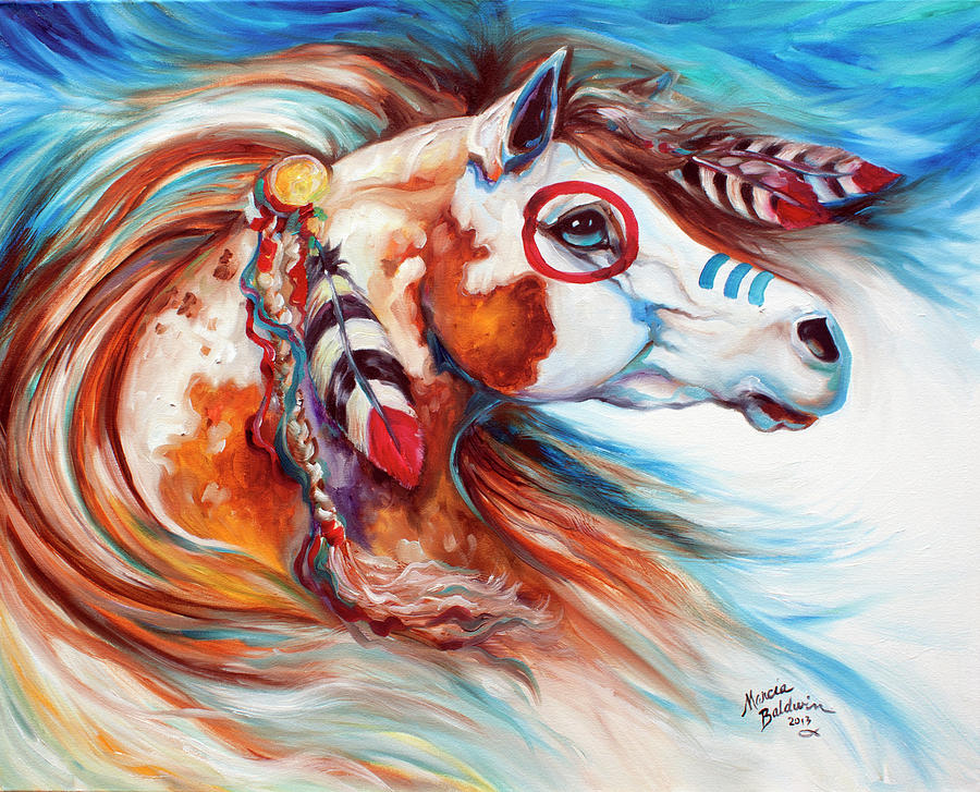Feather Painting - Wind Of Thunder Indian War Horse by Marcia Baldwin