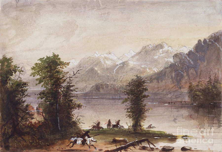 Wind River Mountains, C.1837 Painting by Alfred Jacob Miller