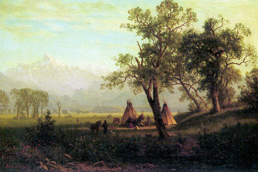 Wind River Mountains in Nebraska Painting by Albert Bierstadt