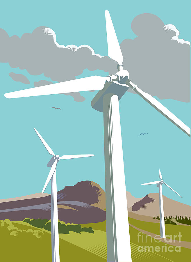Wind Turbine Farm In Countryside Digital Art by Smartboy10